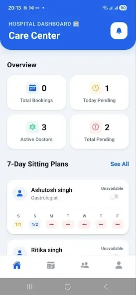 CareCenter Hospital Appointment Management Dashboard - Manage doctors, schedules and patient bookings